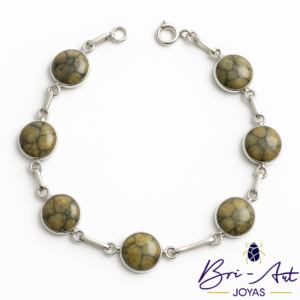 Pulsera Plata Fina 950 con piedra cruz, autóctona Chilena.